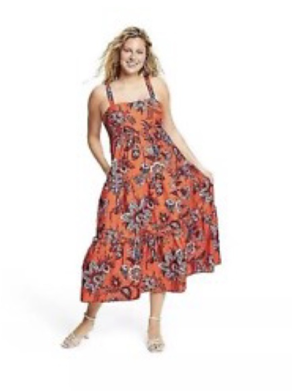 RHODE x Target women’s leafy floral print tiered midi dress